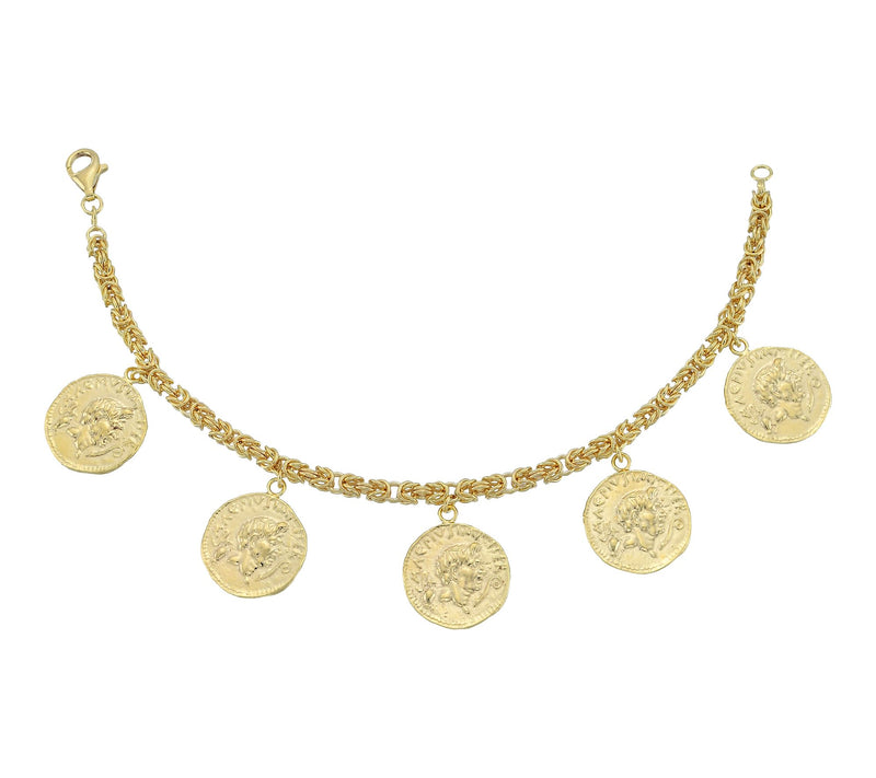 Silver Style Bold Byzantine Coin Charm Bracelet, Sterling — View 5
