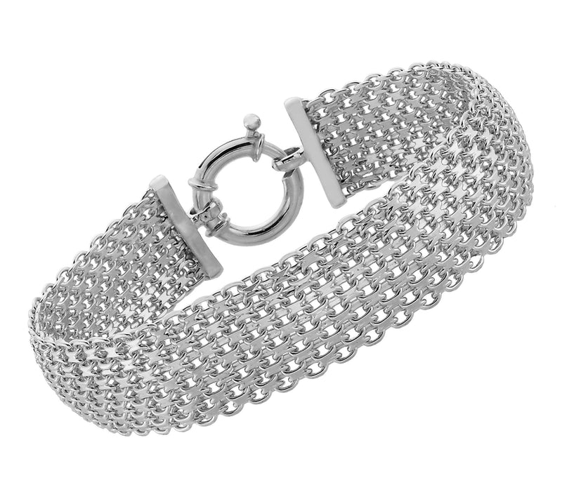 Silver Style Bold Domed Tapestry Design Bracelet, Sterling — Main view