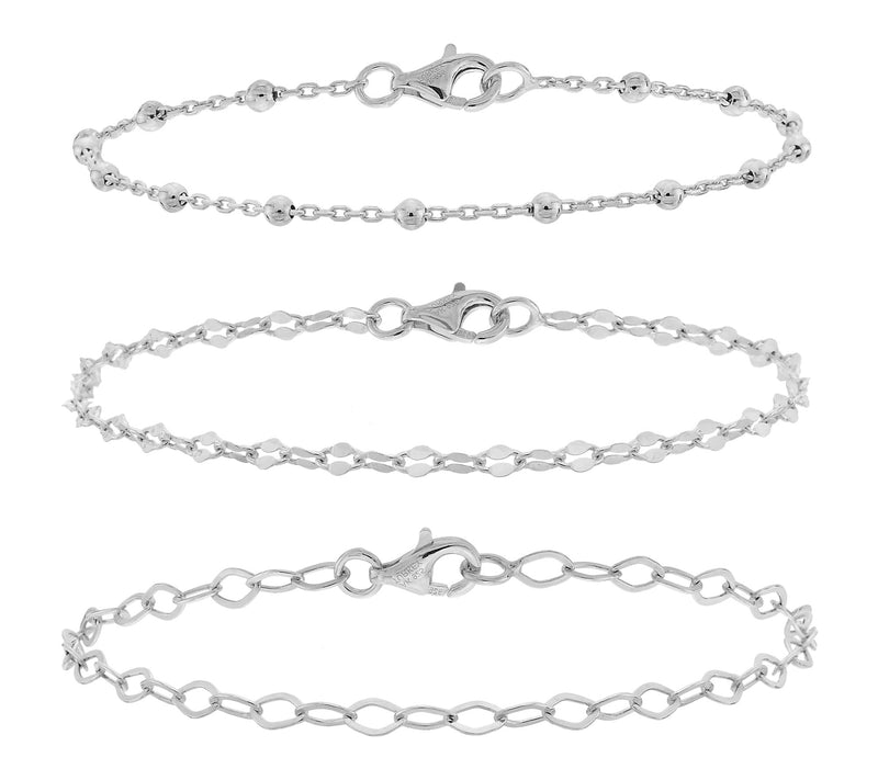 Silver Style Set of 3 Multi-Link Bracelets, Sterling — View 2