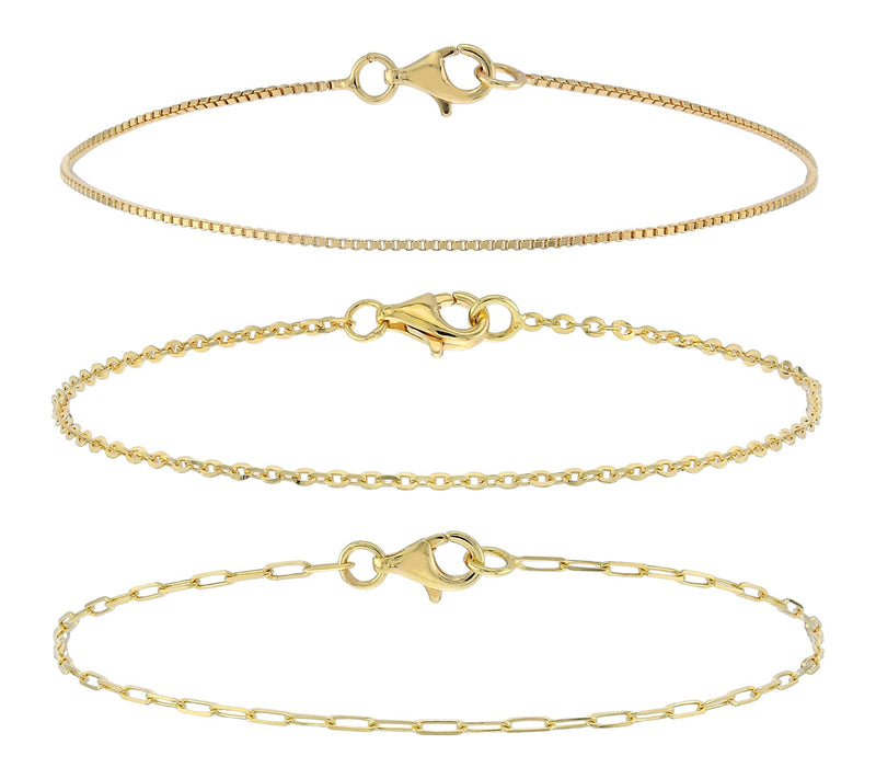 Silver Style Set of Paperclip, Box & Cable Bracelets, Sterling — View 4