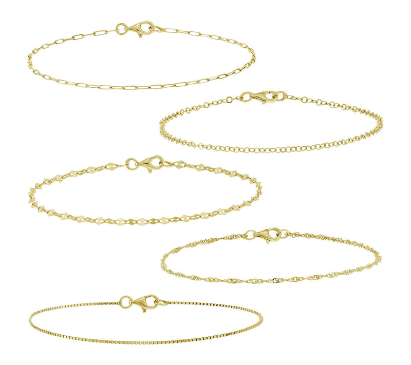 Silver Style Set of 5 Chain Bracelets, Sterling — View 3
