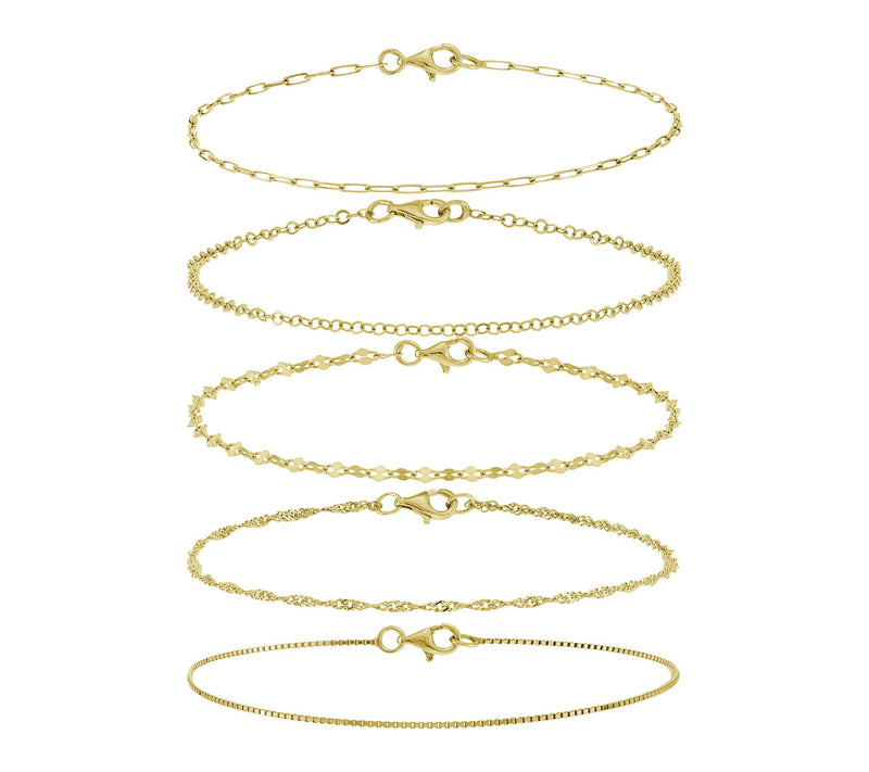 Silver Style Set of 5 Chain Bracelets, Sterling — View 4