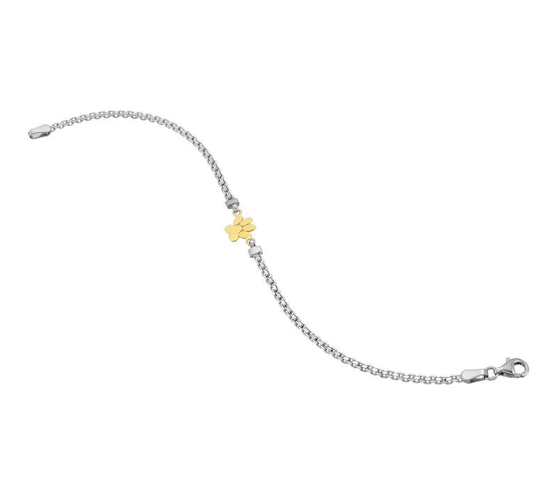 Silver Style Two-Tone Paw Print Bismark Bracelet, Sterling — View 2