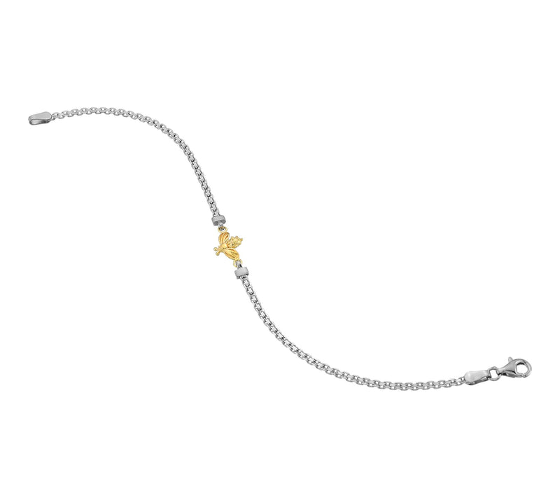 Silver Style Two-Tone  Bee Design Bismark Bracelet, Sterling — View 2