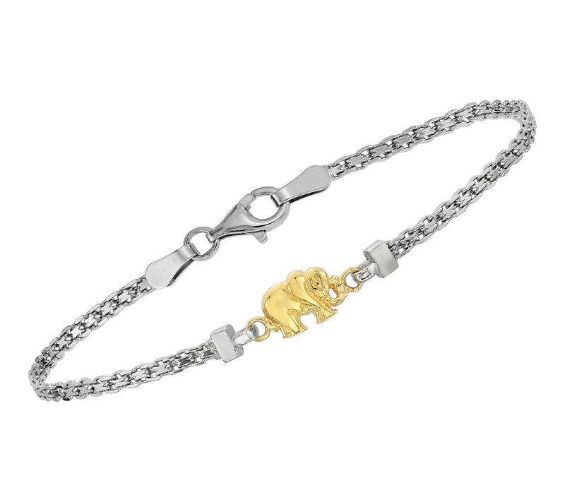 Silver Style Two-Tone Elephant Bismark Bracelet, Sterling — Main view