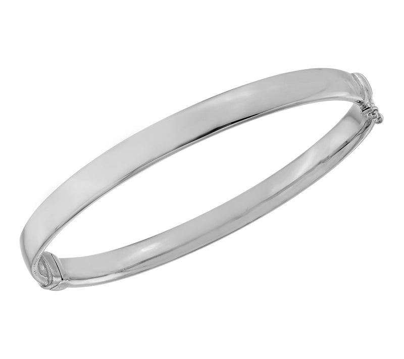 Silver Style Oval Hinged Bangle Bracelet, Sterling — View 5