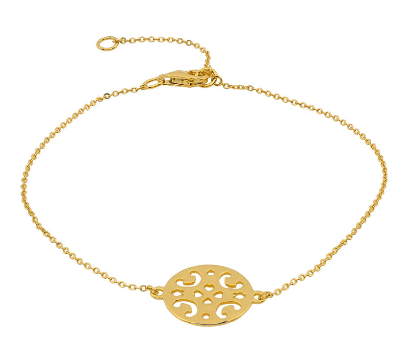 14K Gold Plated Open Work Station Bracelet — Main view