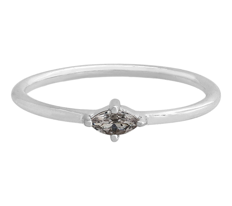 Diamonique Marquise Cut Solitaire Ring, Sterling Silver — View 2