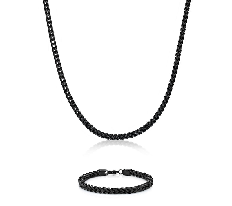 LYNX Men's Stainless Steel Foxtail Necklace & Bracelet Set — View 8