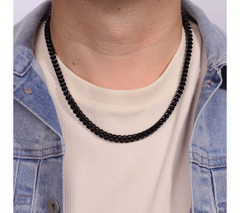 LYNX Men's Stainless Steel Foxtail Necklace & Bracelet Set — View 4