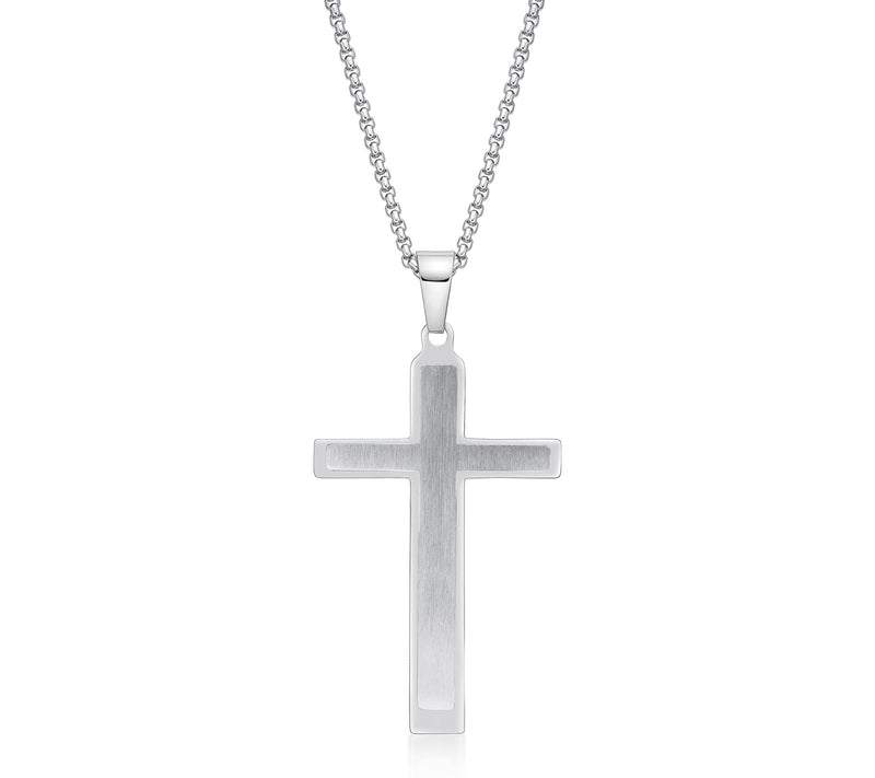 LYNX Men's Stainless Steel Cross Necklace & Bracelet Set — View 2