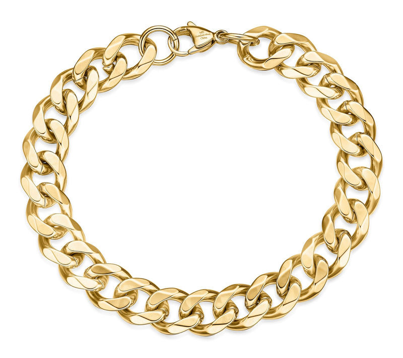 LYNX Men's Goldtone Curb Chain Necklace & Bracelet Set — View 3