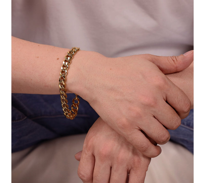 LYNX Men's Goldtone Curb Chain Necklace & Bracelet Set — View 5