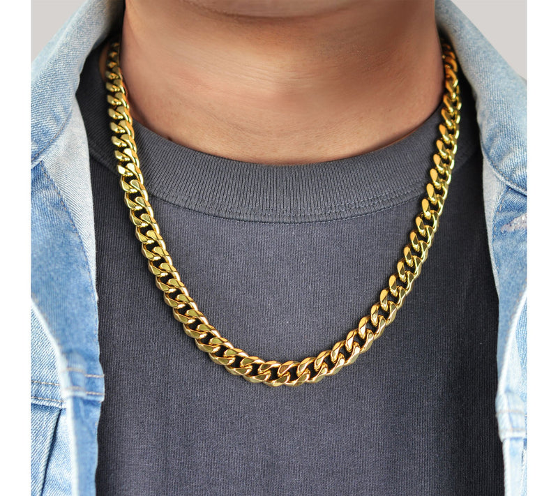 LYNX Men's Goldtone Curb Chain Necklace & Bracelet Set — View 4