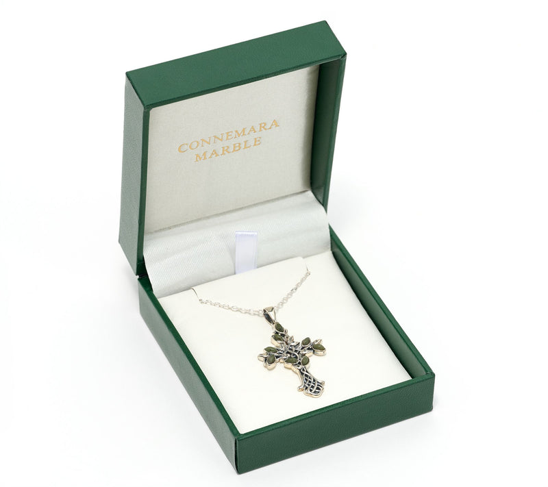 Connemara Marble Sterling Silver Tree of Life Cross Pendant — View 4