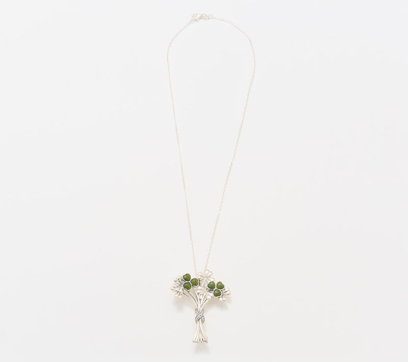 Connemara Marble Sterling Silver Shamrock Bouquet Brooch — View 3