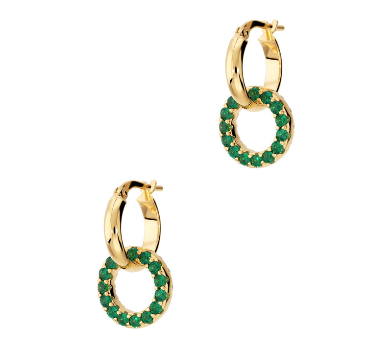 Diamonique Italia Reversible Dangle Hoop Earrings, 18K Plated — View 8