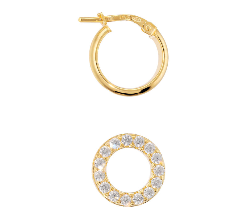 Diamonique Italia Reversible Dangle Hoop Earrings, 18K Plated — View 2