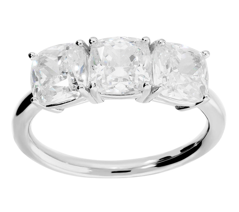 Diamonique Italia Trilogy Ring, Sterling Silver — View 7
