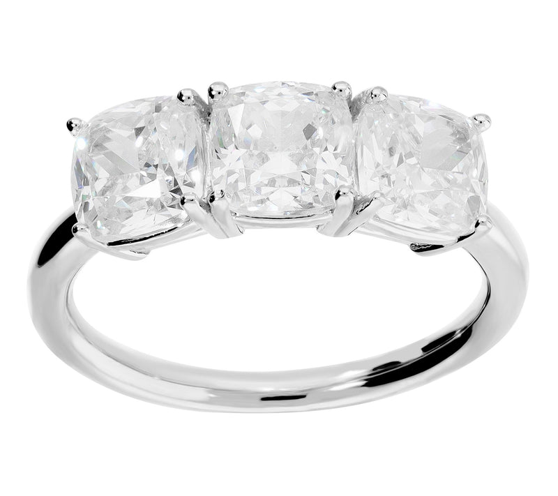 Diamonique Italia Trilogy Ring, Sterling Silver — Main view