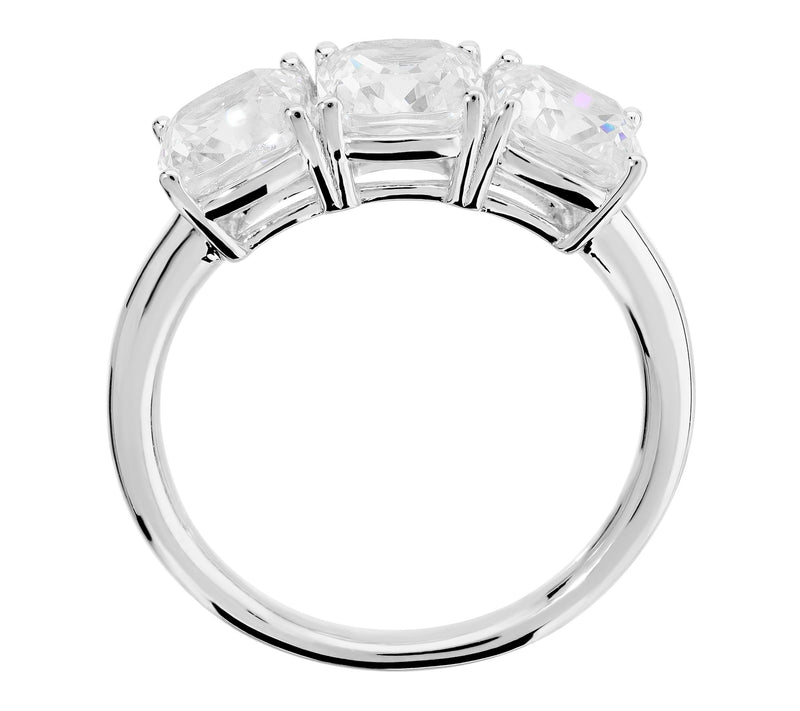 Diamonique Italia Trilogy Ring, Sterling Silver — View 3
