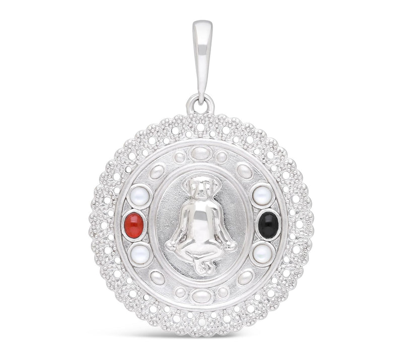 Goddaughters Sterling Zen Dog Gemstones Medallion Enhancer — View 6