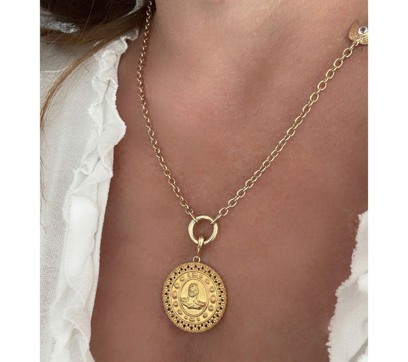 Goddaughters 14K Gold Clad Zen Lion Medallion Enhancer — View 6