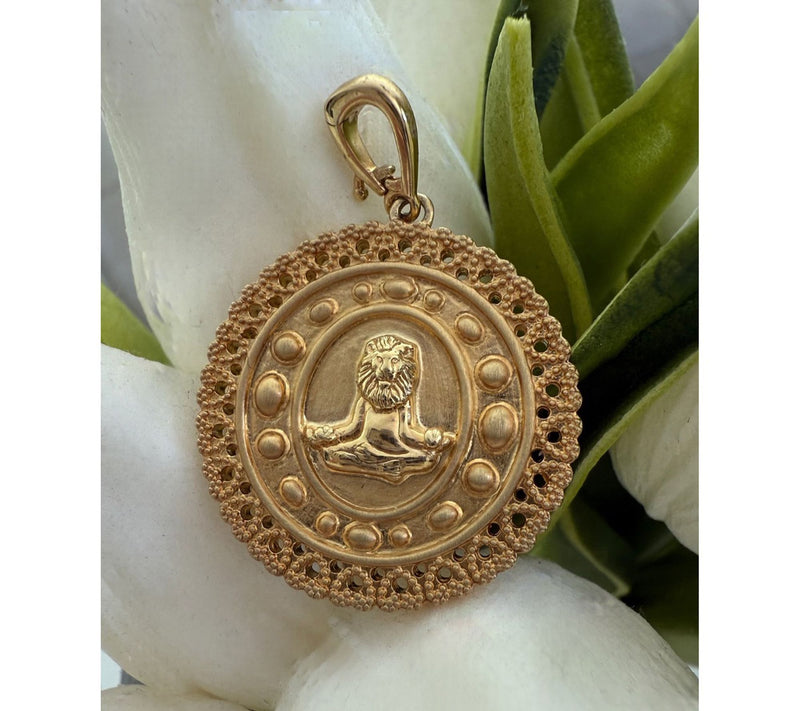 Goddaughters 14K Gold Clad Zen Lion Medallion Enhancer — View 4