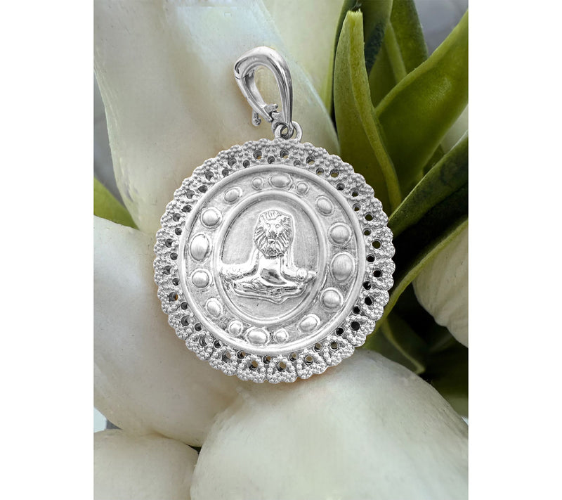 Goddaughters Sterling Silver Zen Lion Medallion — View 4