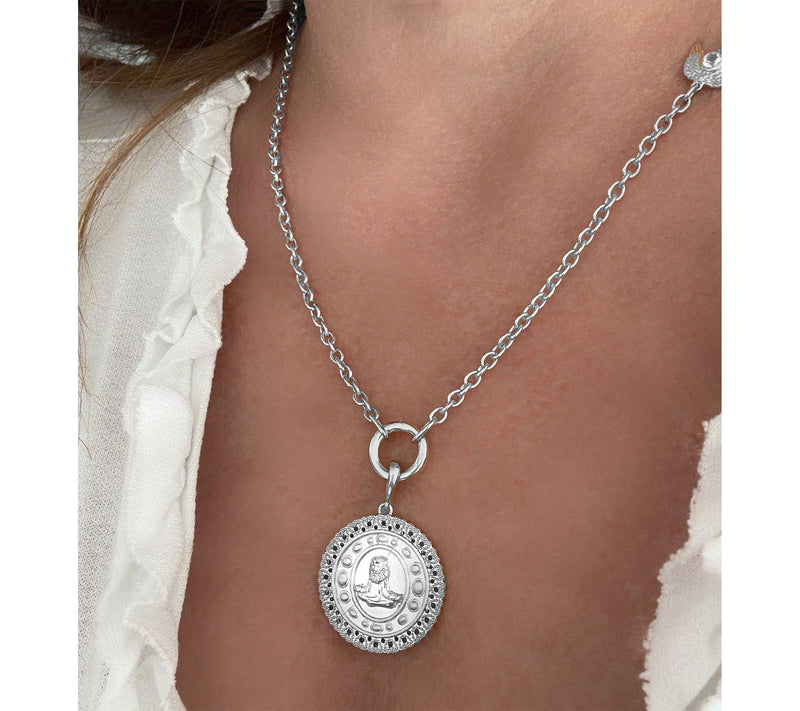 Goddaughters Sterling Silver Zen Lion Medallion — View 5