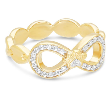 Goddaughters 14K Gold Clad White Topaz InfinityPaw Ring