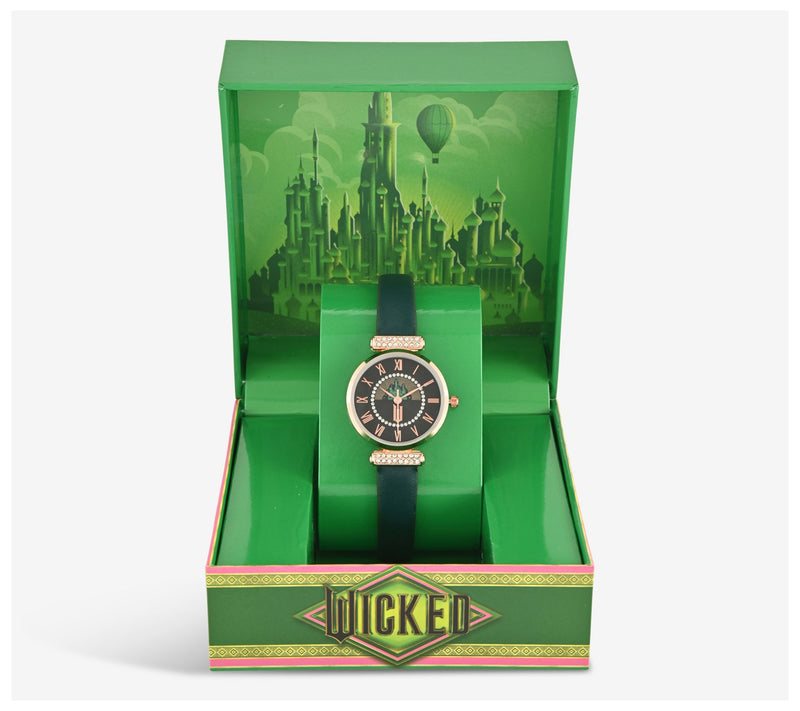 Wicked Women's Rosetone Crystal Dial Green Strap Watch — View 3