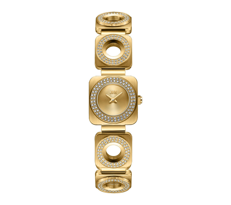 JBW Women's Chasm Crystal 18K Gold Plated Open Link Watch — Main view