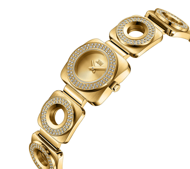 JBW Women's Chasm Crystal 18K Gold Plated Open Link Watch — View 2