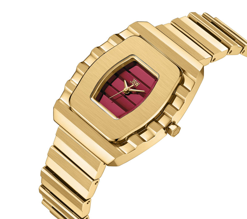 JBW Men's Atlas 18K Gold Plated Red Dial Watch — View 2