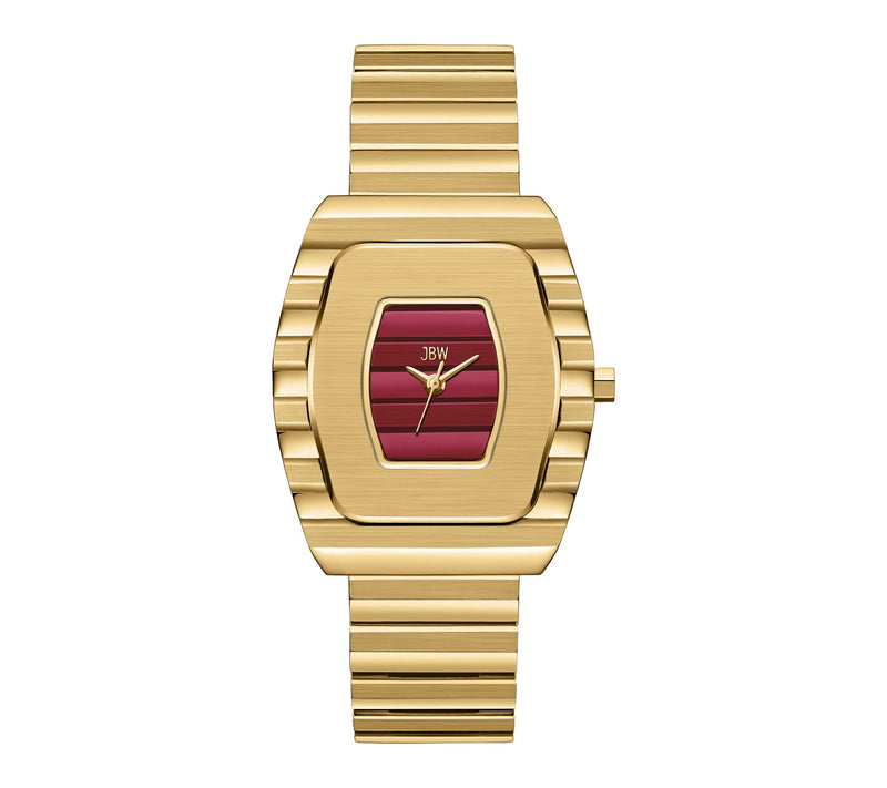 JBW Men's Atlas 18K Gold Plated Red Dial Watch — View 5