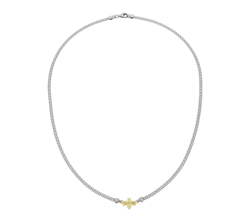 Silver Style Two-Tone  Bee Design Bismark Necklace, Sterling — View 2