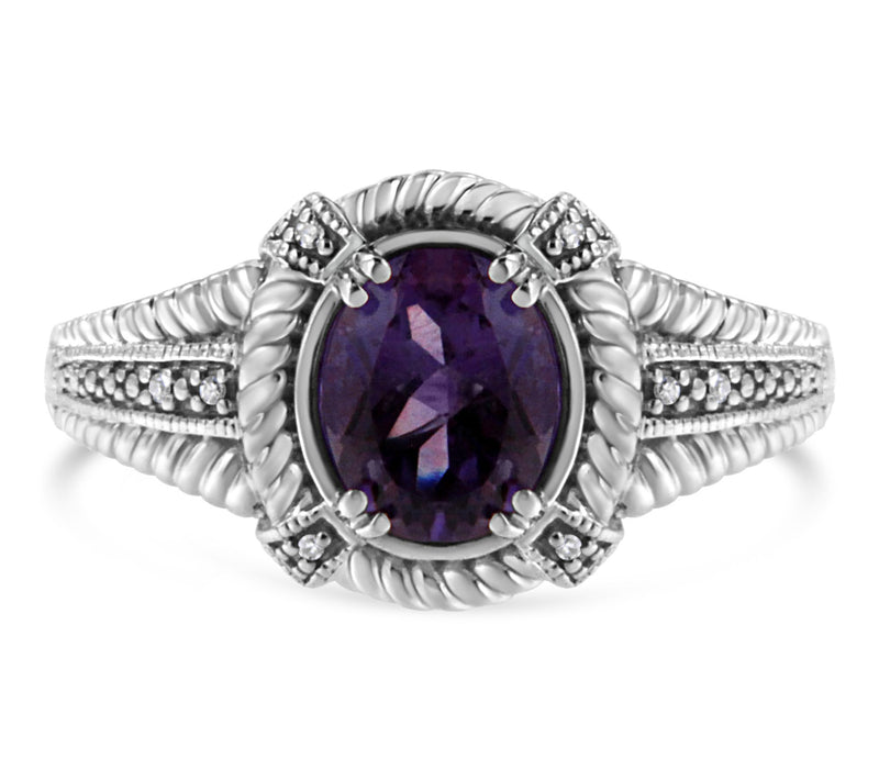 Haus of Brilliance Amethyst & Diamond Accent Ring, Sterling — Main view