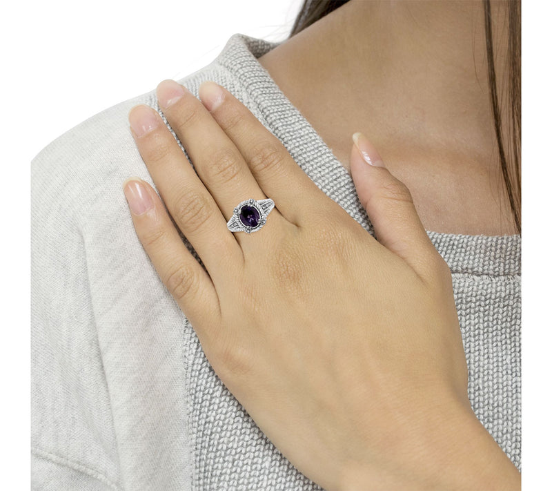 Haus of Brilliance Amethyst & Diamond Accent Ring, Sterling — View 4