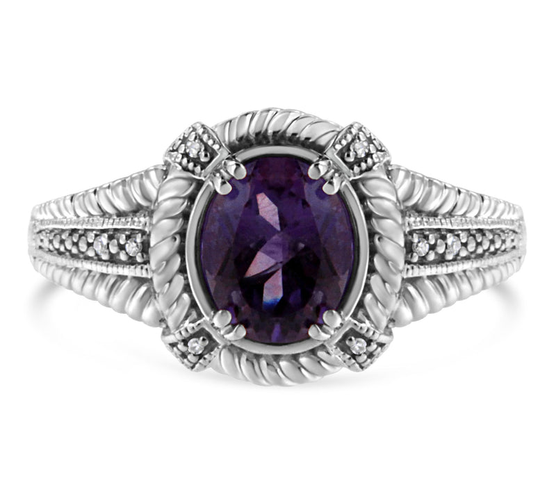 Haus of Brilliance Amethyst & Diamond Accent Ring, Sterling — View 7