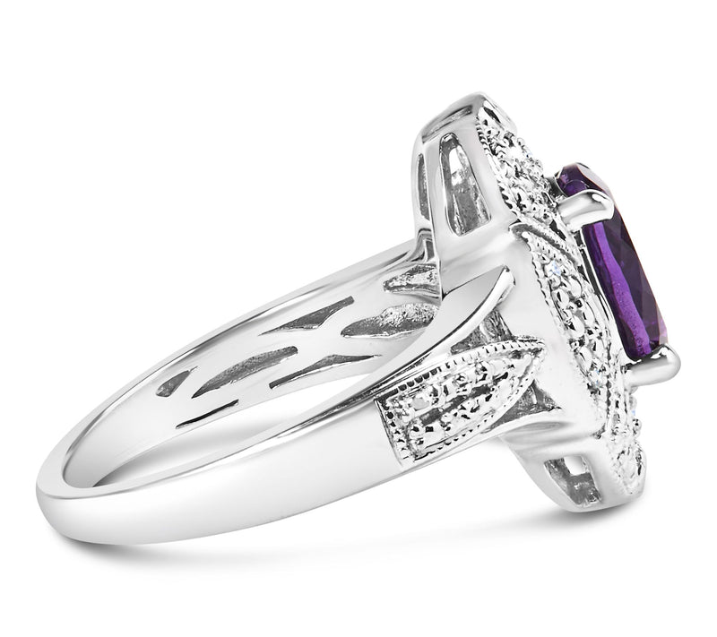 Haus of Brilliance Amethyst & Diamond Cocktail Ring, Sterling — View 2
