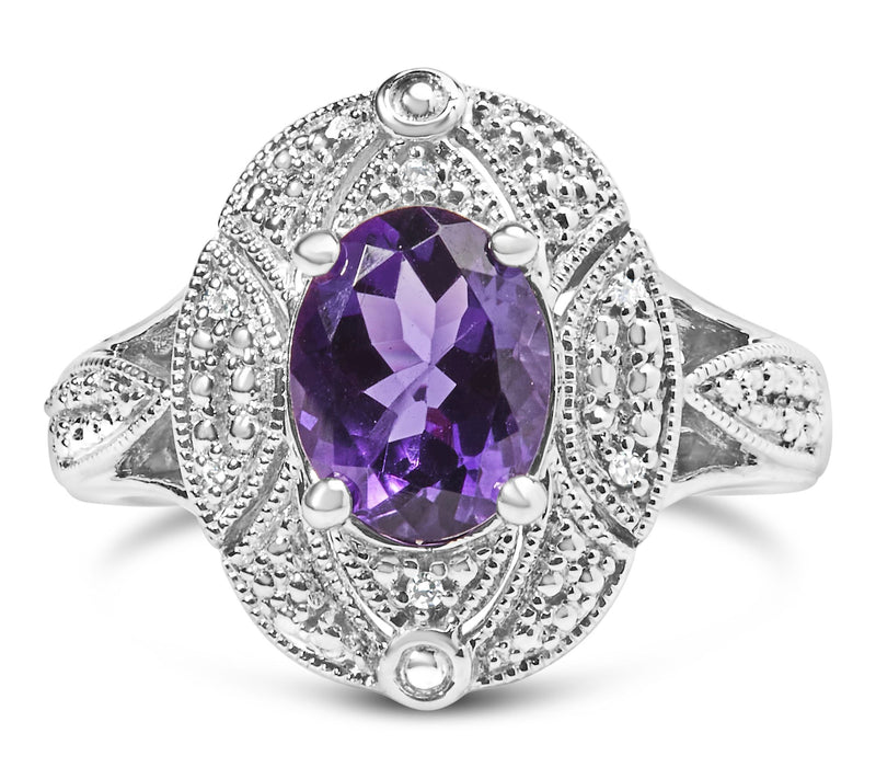 Haus of Brilliance Amethyst & Diamond Cocktail Ring, Sterling — View 7