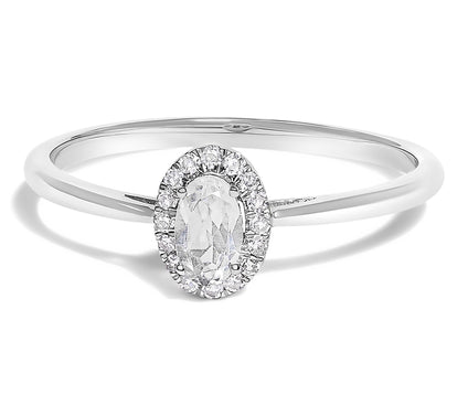 Haus of Brilliance White Topaz & Diamond Halo Ring, 10K Gold