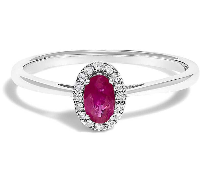 Haus of Brilliance Ruby & Diamond Halo Ring, 10K Gold — Main view