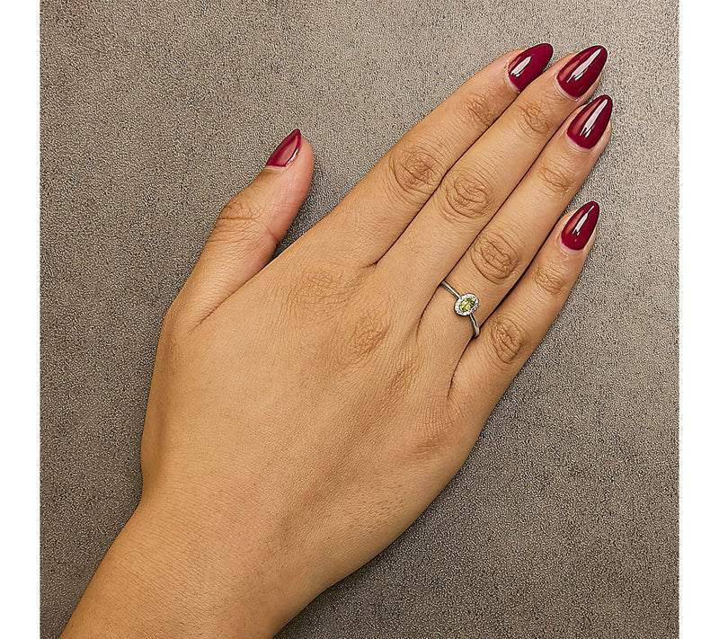 Haus of Brilliance Peridot & Diamond Halo Ring,10K Gold — View 4