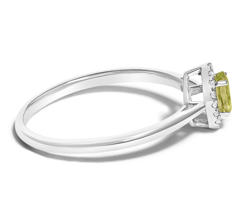 Haus of Brilliance Peridot & Diamond Halo Ring,10K Gold — View 2