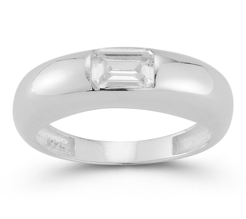 Sterlina Silver Emerald Cut Dome Ring, Sterling — View 8