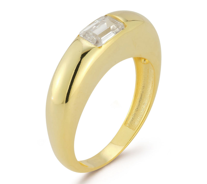 Sterlina Silver Emerald Cut Dome Ring, Sterling — View 2
