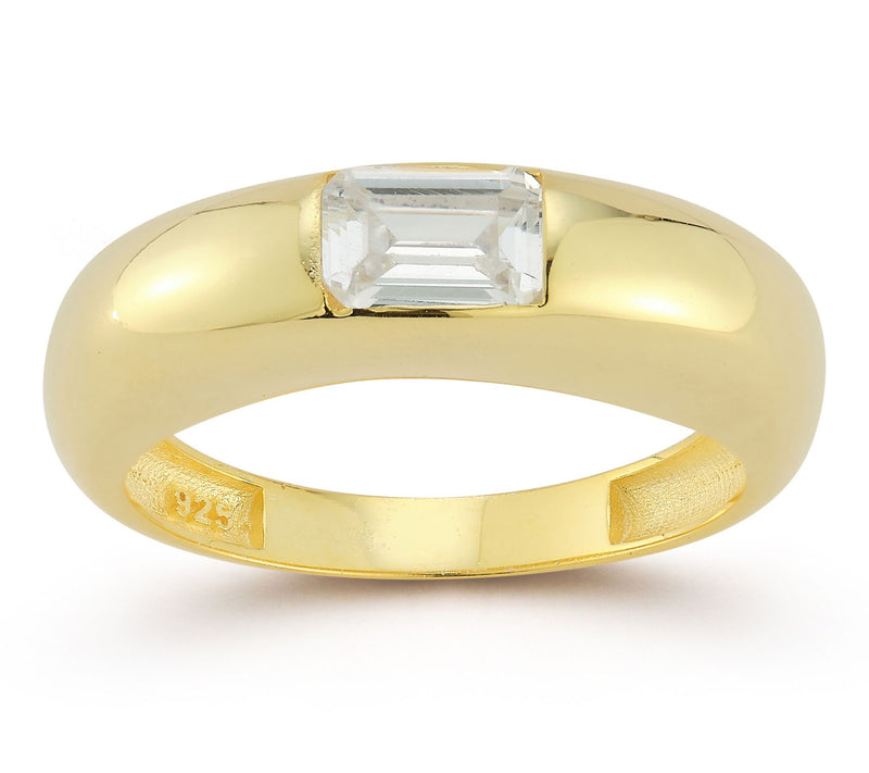 Sterlina Silver Emerald Cut Dome Ring, Sterling — Main view