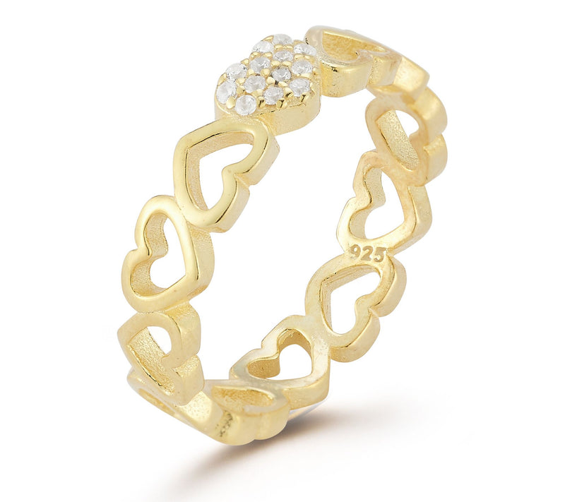 Sterlina Silver Pave Open Heart Band Ring, Sterling — View 2